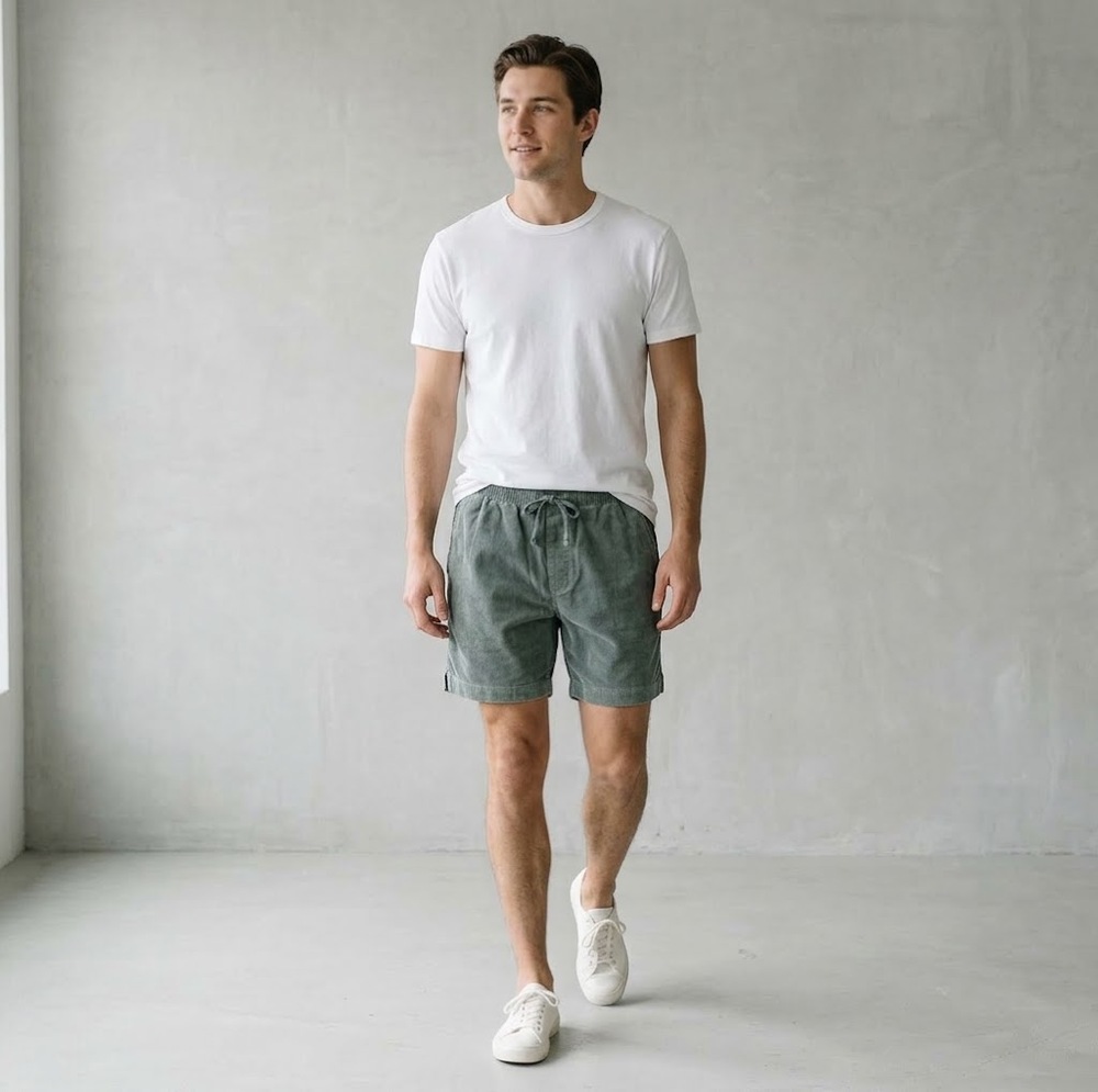 Save Khaki United Men's Cotton Corduroy Easy Short Beach Sage Green Size L